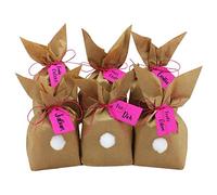 Papierdrachen 12 Lapins de Pâques à fabriquer et remplir soi-même - Cadeau créatif pour Pâques avec 12 Sacs en Papier, cordelettes et Pompons - pour Fille