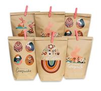 Papierdrachen 12 Pochettes Cadeaux imprimées pour Pâques - Boho - idée ou décoration de Pâques - avec Pinces en Bois | Nid de Pâques à bricoler et à Offrir - Set 6