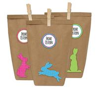 Papierdrachen 12 Sacs-Cadeaux de Pâques à fabriquer et remplir soi-même - Nid de Pâques avec 12 Sacs en Papier et Autocollants Lapins de Pâques - Modèle 3
