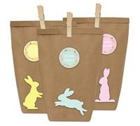 Papierdrachen 12 Sacs-Cadeaux de Pâques à fabriquer et remplir soi-même - Nid de Pâques avec 12 Sacs en Papier et Autocollants Lapins de Pâques - Modèle 15