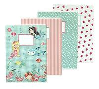 Papierdrachen 4 cahiers d'exercices de haute qualité pour enfants DIN A4 | lignés et quadrillés 32 pages - motif sirène - pour l'inscription à l'école primaire - set numéro 1-16 feuilles