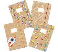 Papierdrachen 4 cartables sans plastique de haute qualité avec élastique dans DIN A4 | Motif Aquarelle - Porte-lettres pour écoliers - Collecteur de cahiers - Classeur à anneaux - Set numéro 12