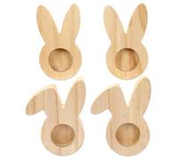 Papierdrachen 4 coquetiers en Bois - décoration de Pâques de Haute qualité - Parfait pour Le Brunch et Le Petit déjeuner - décoration de Table pour Pâques - Motif Lapin - Set 2