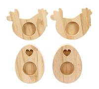 Papierdrachen 4 coquetiers en Bois - décoration de Pâques de Haute qualité - Parfait pour Le Brunch et Le Petit déjeuner - décoration de Table pour Pâques - Motif Oeuf Poussin - Set 1