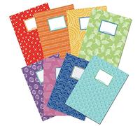 Papierdrachen 8 couvertures de cahier en papier de haute qualité pour enfants | DIN A4 | motif arc-en-ciel - protège-cahier - couverture de cahier 250g/m² - set numéro 1