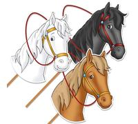 Papierdrachen Bibi & Tina Lot de 3 chevaux de bataille en papier - 31 x 22 cm - Matériau durable - Idéal pour les jeux de rôle et les fêtes d'enfants