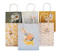Papierdrachen Cadeau de fête des mères - 6 sacs cadeaux avec anse, 6 cartes de vœux et étiquettes cadeaux pour la fête des mères - Emballage cadeau floral - Set 1