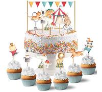 Papierdrachen Cake Topper Circus - Décoration Gâteau Topper 18 pièces - Decor Pics pour gâteau d'anniversaire - Anniversaire Enfant Décoration Gâteau - Set 3