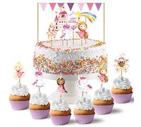 Papierdrachen Cake Topper Licorne - Décoration Gâteau Topper 18 pièces - Decor Pics pour gâteau d'anniversaire - Anniversaire Enfant Décoration Gâteau - Set 2