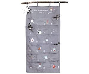 Papierdrachen calendrier de l'avent 2022 comme calendrier mural en tissu à remplir - bleu-gris & argent - brodé de haute qualité - sac en tissu - sac cadeau - réutilisable - set n° 35