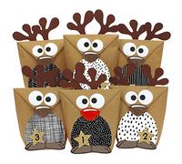Papierdrachen Calendrier de l'Avent à remplir - des Rennes avec des ventres Noirs et Blancs à fabriquer soi-même - 24 Sacs à Personnaliser et à remplir soi-même - Noël 2021 pour Les Enfants