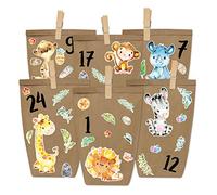 Papierdrachen Calendrier de l'Avent DIY à remplir - Noir à Coller - avec 24 Sacs en Papier Brun et de Grands Autocollants pour Les Enfants - Noël