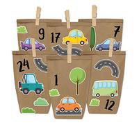 Papierdrachen Calendrier de l'Avent DIY à remplir - Noir à Coller - avec 24 Sacs en Papier Brun et de Grands Autocollants pour Les Enfants - Noël