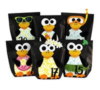 Papierdrachen Calendrier de l'Avent DIY à remplir - Pingouins perforés (édition Hawaï) - avec 24 Sacs en Papier Noir à remplir soi-même et à Faire soi-même - Noël 2021 pour Les Enfants.