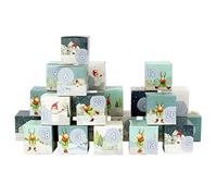 Papierdrachen Calendrier de l'Avent DIY à remplir - set de boîtes - motif village de Noël avec rennes/bonhommes de neige - 24 boîtes colorées en carton à monter et à remplir - 24 boîtes - Noël.