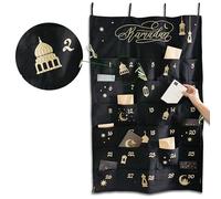 Papierdrachen Calendrier du Ramadan comme Calendrier Mural en Tissu à remplir - Noir - Broderie de Haute qualité - Sac en Tissu - Coton - réutilisable - Set 6