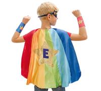 Papierdrachen Costume de super-héros pour homme - Étoile arc-en-ciel - Design héros - Kit complet cape, manchettes, masque - Déguisement - Action et fantaisie - Carnaval et carnaval