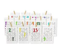 Papierdrachen DIY Calendrier de l'Avent Set en Papier Kraft - Chiffres à colorier - avec 24 Sacs en Papier Blanc imprimés à colorier et à remplir soi-même - Noël 2021.