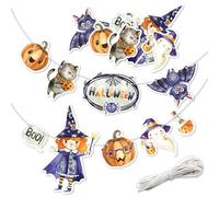 Papierdrachen Guirlande d'Halloween - Idées de décoration pour enfants - Bannière - Fête d'Halloween - Motifs effrayants - Lot de 1