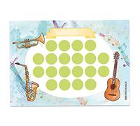 Papierdrachen Jeu de Tableaux de récompenses pour Enfants sous Forme de Bloc-Notes détachable de 10 Feuilles - Concept motivant - avec de Superbes Autocollants - Jeu d'instruments à Motifs 12.