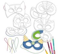 Papierdrachen Kit de bricolage pour enfants, masques en papier à colorier, super héros, kit créatif, avec élastique, 8 pièces, anniversaire d'enfant, à partir de 3 ans