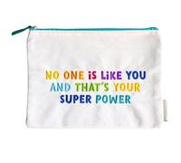 Papierdrachen Kosmetiktasche Frauenpower - No One is Like You and That's Your Super Power- Statement - Stickerei Bunt - für Make-up und Mädelskram - Set 01