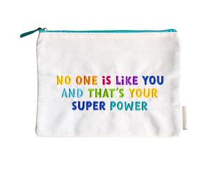 Papierdrachen Kosmetiktasche Frauenpower - No One is Like You and That's Your Super Power- Statement - Stickerei Bunt - für Make-up und Mädelskram - Set 01
