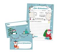 Papierdrachen Lettres au Père Noël - Christkind - Correspondance de Noël pour enfants - avec enveloppes - Liste de souhaits à remplir et à envoyer - bleu