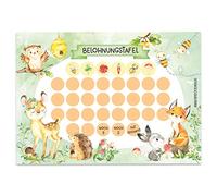Papierdrachen Lot de 10 tableaux de récompense pour enfants - Avec de superbes autocollants pour garçons et filles - Motif animaux de la forêt