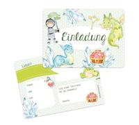 PAPIERDRACHEN Lot de 12 cartes d'invitation pour anniversaire d'enfant - Motif chevalier - Invitations d'anniversaire pour votre fête d'anniversaire (DIN A6)