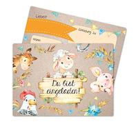 Papierdrachen Lot de 12 cartes d'invitation pour anniversaire d'enfant pour filles et garçons - Motif animaux de la ferme - Invitations d'anniversaire pour votre fête d'anniversaire (DIN A6)