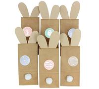 Papierdrachen Lot de 12 nids de Pâques décoratifs à remplir - Sacs en papier kraft avec oreilles de lapin à découper - Décoration de table de Pâques avec autocollants et poupée de lapin - Motif pastel