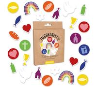 Papierdrachen Lot de 200 confettis imprimés multicolores pour des occasions spéciales - Confettis de table festifs - Décoration de table unique pour baptême, communion ou confirmation - Arc-en-ciel