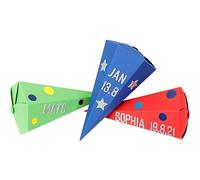 Papierdrachen Lot de 3 sacs pour frères et sœurs - Sac d'école pour la rentrée des classes - Petit sac à sucre pour sœur et frère - Bleu, vert et rouge - Avec autocollants décoratifs en caoutchouc