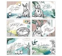 Papierdrachen Lot de 6 cartes postales de Pâques en carton solide - 6 cartes de vœux conçues avec soin pour Pâques - Impression d'art pour envoyer, décorer et collectionner - Abstrait - Lot de 20