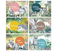 Papierdrachen Lot de 6 cartes postales de qualité supérieure Pour envoyer et offrir Anniversaire Merci Carte de vœux Design élégant de qualité supérieure sur carton taillé en bois Lot de 14