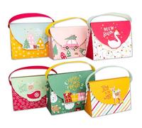 Papierdrachen Lot de 6 petites boîtes cadeaux roses - 2 tailles - Emballage cadeau festif pour l'argent et les petits objets - Noël et Saint-Nicolas - Réutilisables