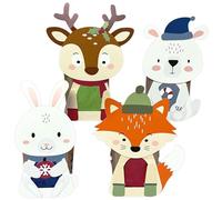 Papierdrachen Lot de 8 photophores animaux d'hiver - Bougies de table - Kit de bricolage - Idéal pour les enfants - Projet pour les jardins d'enfants ou les écoles primaires - Décoration de Noël - Set