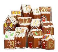 Papierdrachen pour calendrier de l'Avent pour bricolage et remplissage - set de maisons - maisons en pain d'épice - 24 boîtes pliantes colorées à monter et à décorer - village de Noël - réutilisable