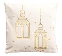 Papierdrachen Taie d'oreiller comme décoration de Ramadan - brodée en Or de Haute qualité avec Motif de Lanterne - en Taille 40x40cm - décoration saisonnière de la fête du Sucre - Set numéro 2