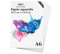 Papiers aquarelle A6 (10,5 cm × 14,8 cm) 80 feuilles 300g/m²,papier calque format papier en coton naturel grain moyen de poids lourd pour étudiants et artistes, dessin aquarelle