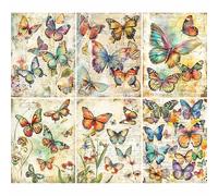 Papiers de riz papillon, 21 x 26,5 cm (6 feuilles) - Papier de découpage 6 motifs pour collage, supports mixtes, fabrication de cartes et travaux manuels, découpage CRAFT KREATIVELY