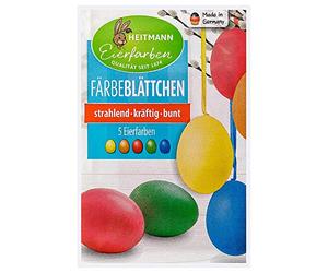 Papiers de teinture pour œufs Heitmann pour œufs de Pâques - 5 couleurs - pour œufs blancs et bruns - Teinture pour œufs de Pâques - Peinture pour œufs de Pâques