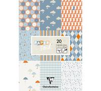 PAPIERS IMPRIMÉS, Bloc de 20 feuilles 200g/m2 au format 21x29,7cm - Pluie - Multicolore