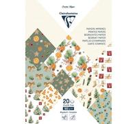 PAPIERS IMPRIMÉS, Bloc de 20 feuilles à motifs 160g/m2 au format A4 (21x29,7cm) + 1 idée créative - Noël vitaminé - Multicolore