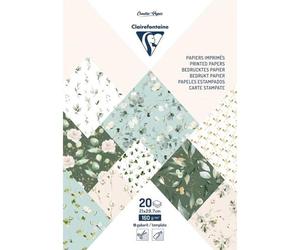 PAPIERS IMPRIMÉS, Bloc de 20 feuilles à motifs 160g/m2 au format A4 (21x29,7cm) + 1 idée créative - Romantique - Multicolore