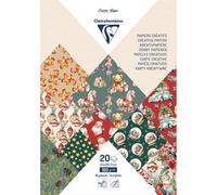 PAPIERS IMPRIMÉS, Bloc de 20 feuilles à motifs 160g/m2 au format A4 (21x29,7cm) + 1 idée créative - Souvenirs de Noël - Multicolore