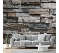 Papiers peints 250 x 175 cm Muraux Tapisserie Photo Papier Peint Panoramique Texture de mur en pierre industrielle vintage Papier Peint intissé pour Chambre Salon Décoration Murale Gris Brun
