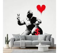 Papiers peints 250 x 175 cm Panoramique- Décoration murale moderne-pour chambre salon Personnalité des personnages de graffitis Tapisserie Photo Décoration Noir, blanc et rouge