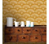 Papiers Peints Vintage Moutarde Jaune Papier Peint Adhesif Mural Salon Papier Adhesif pour Meuble Papier Peint Intissé Facile à Peler Papier Adhésif Décoratif Cuisine 40x100cm